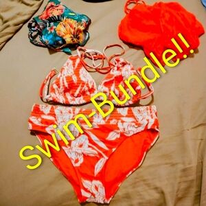 Vibrant Orange Floral Kids One Piece